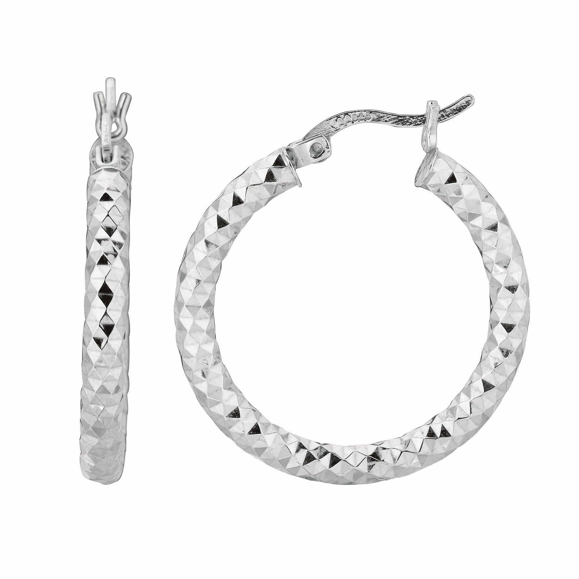 Royal Chain Silver 2x15MM Diamond Cut Earring AGE555