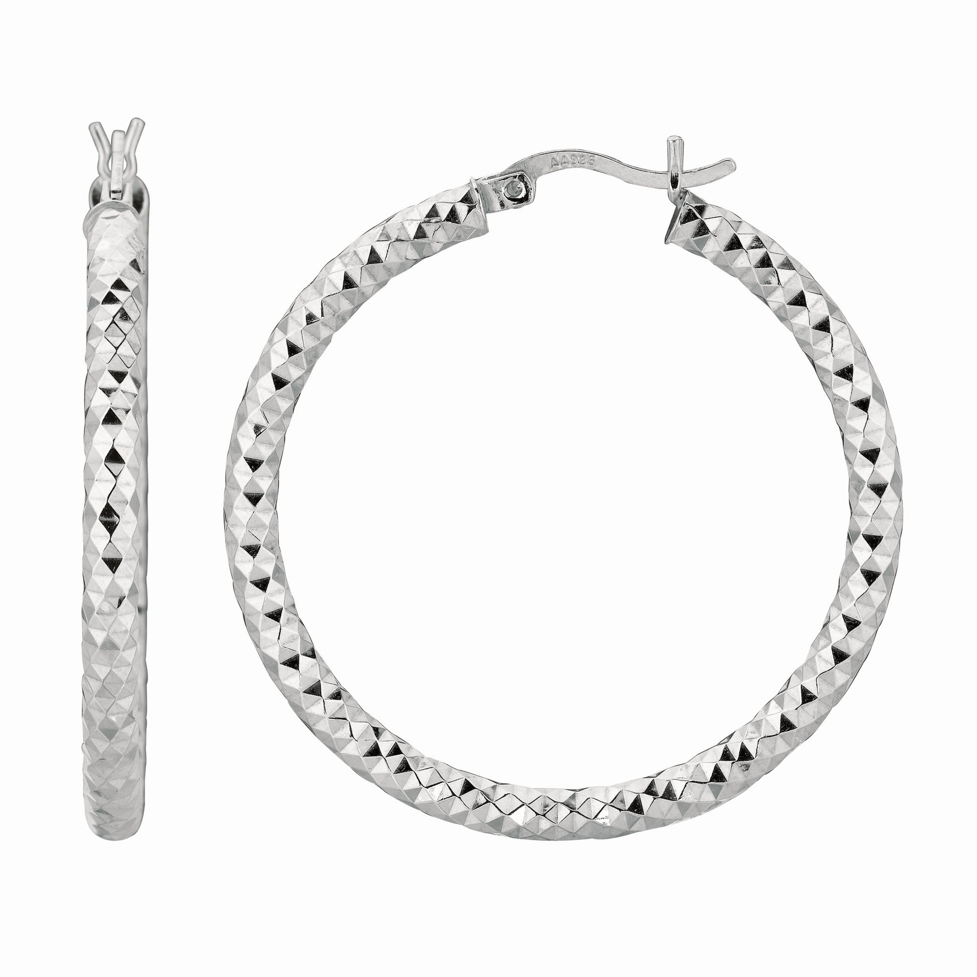 Royal Chain Silver 2x15MM Diamond Cut Earring AGE555