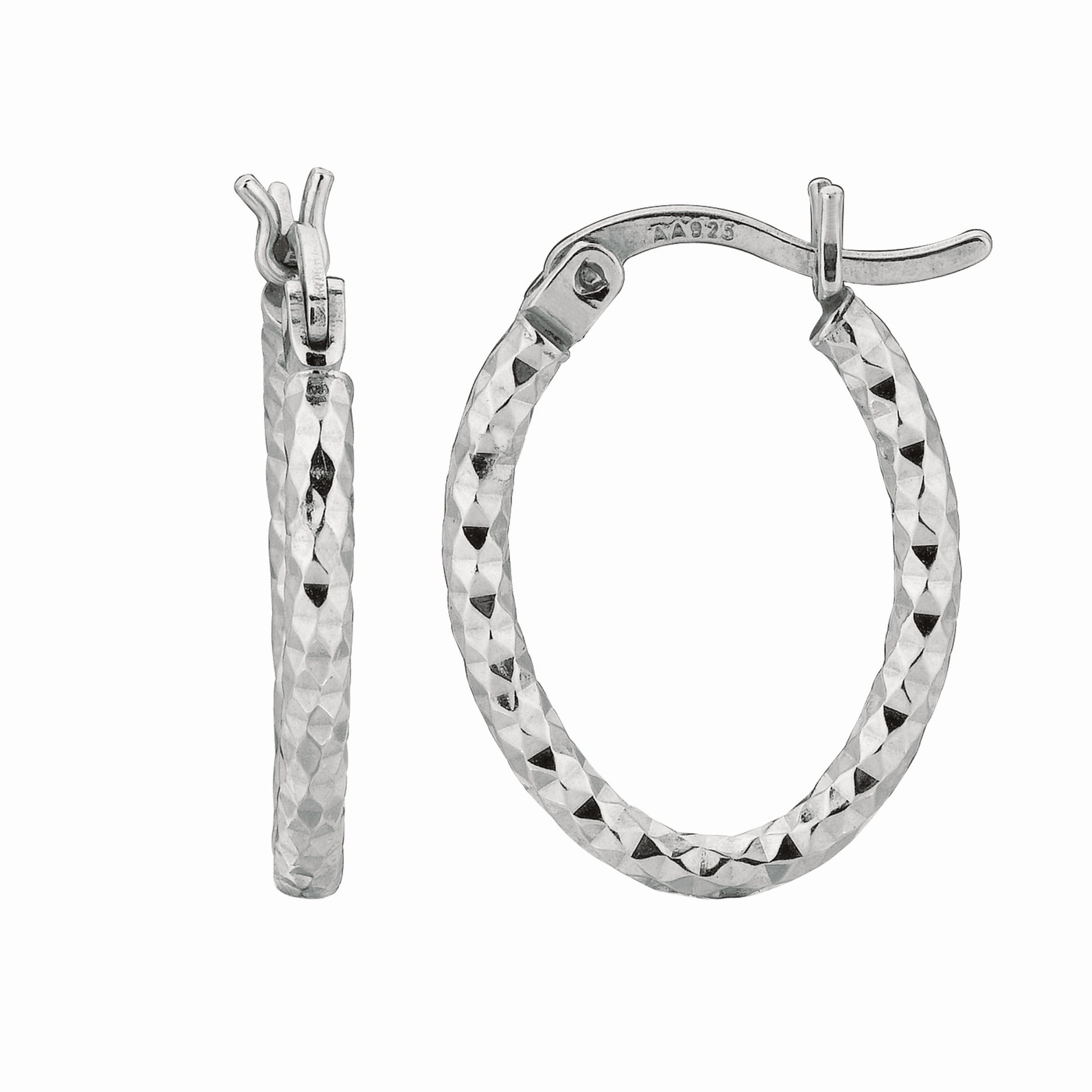 Royal Chain Silver 2x10MM Diamond Cut Oval Earring AGE568