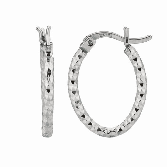 Royal Chain Silver 2x10MM Diamond Cut Oval Earring AGE568
