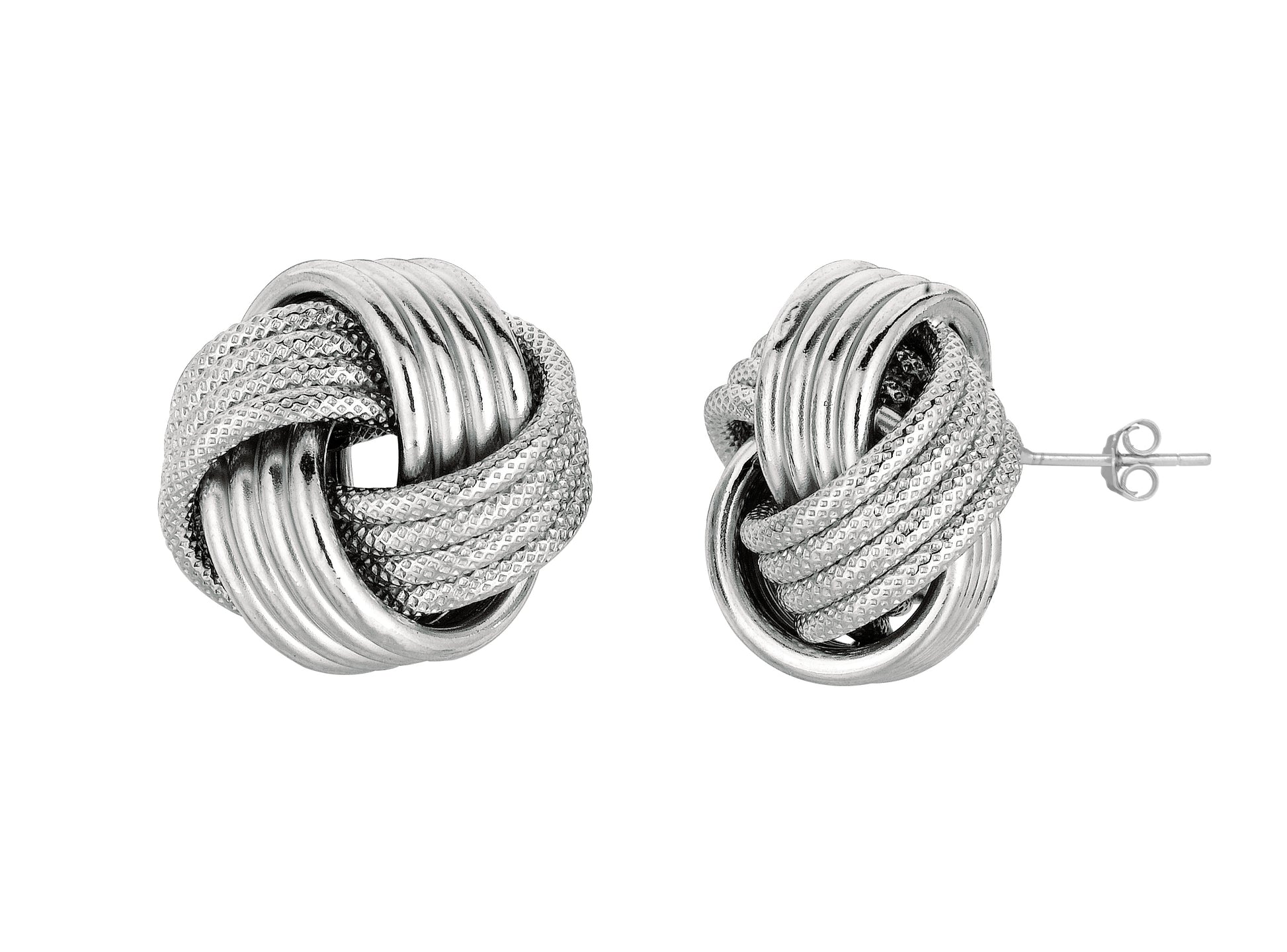 Royal Chain Silver Mini Textured & Polished Love Knot Earring AGE791