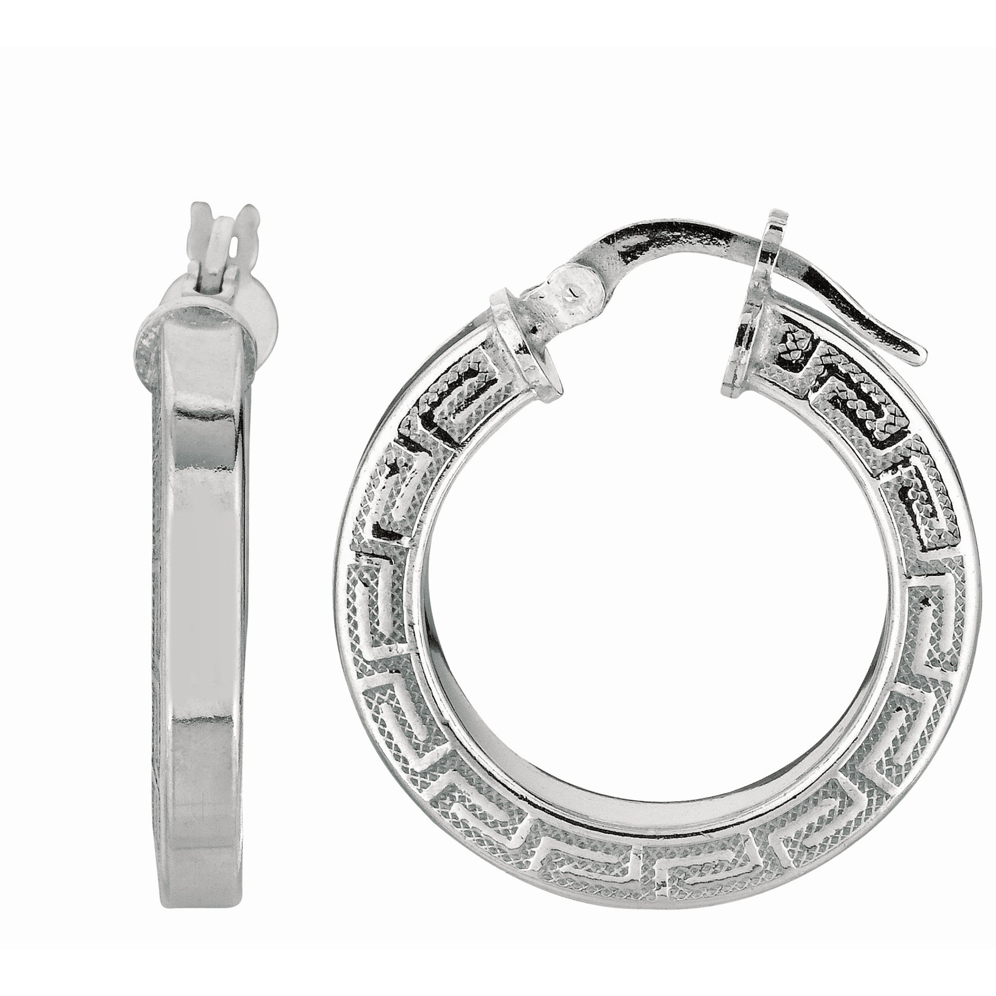Royal Chain Silver Greek Key Hoop Earring AGE923