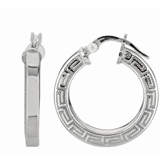 Royal Chain Silver Greek Key Hoop Earring AGE923