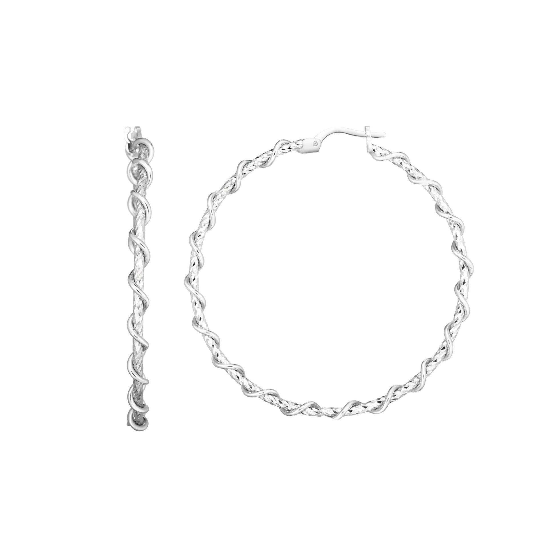 Royal Chain Silver 45mm Wire Twist Hoop Earring AGER10471