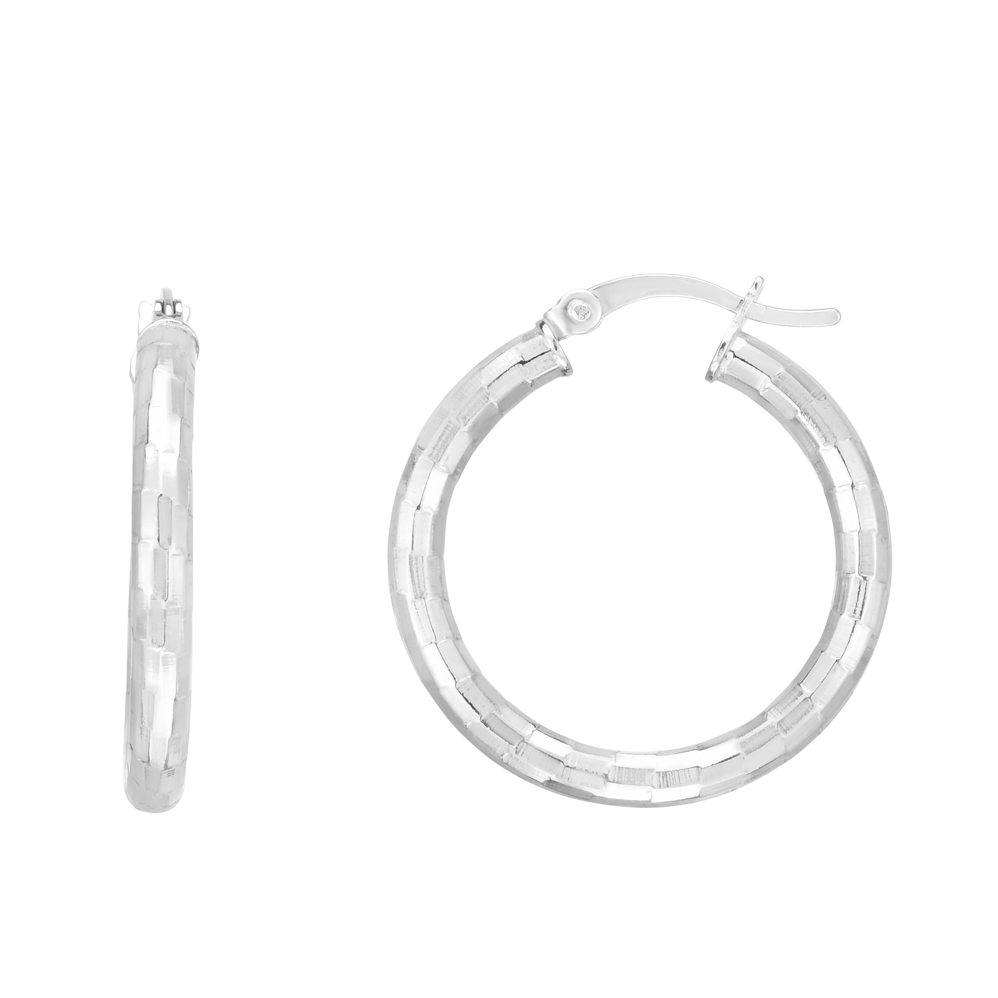 Royal Chain Silver 20mm Disco Diamond Cut Hoops  AGER12259