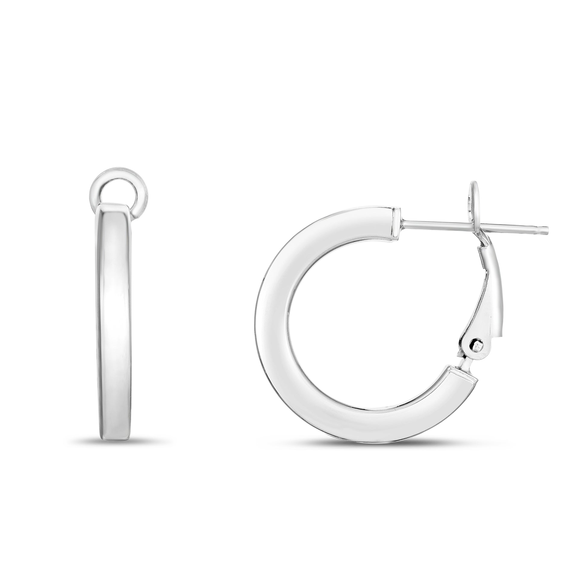 Royal Chain Silver Flat Wide Hoops AGER14038