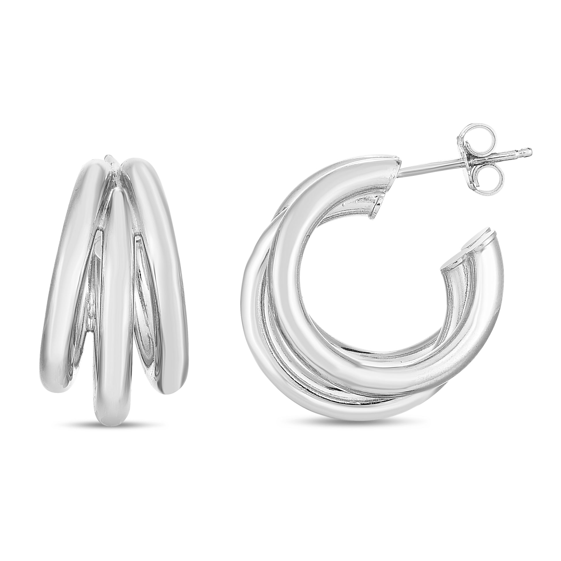 Royal Chain Silver 16mm Triple Barrelled Hoops AGER14056