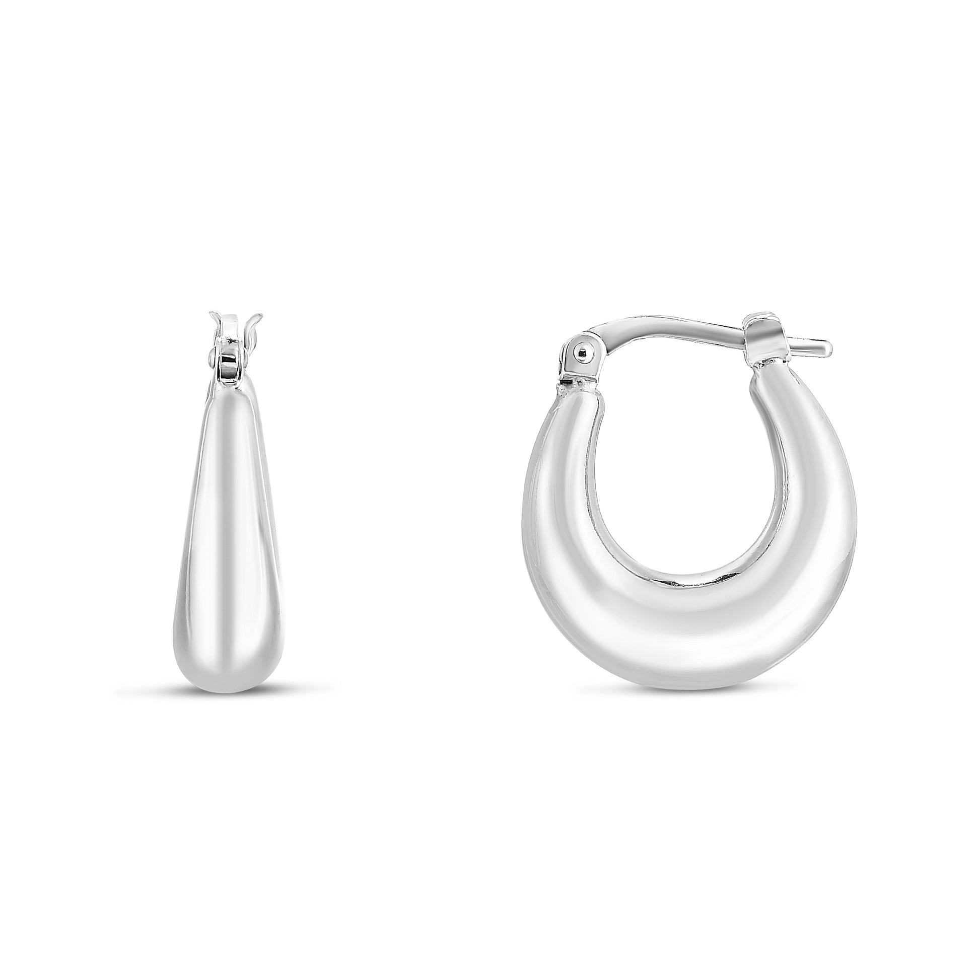 Royal Chain Silver Puffed Graduated Hoops AGER14203