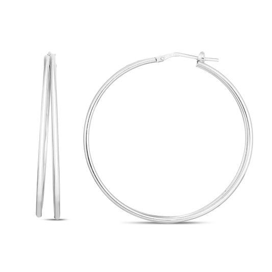 Royal Chain Silver 40mm Split Skinny Hoops AGER14231