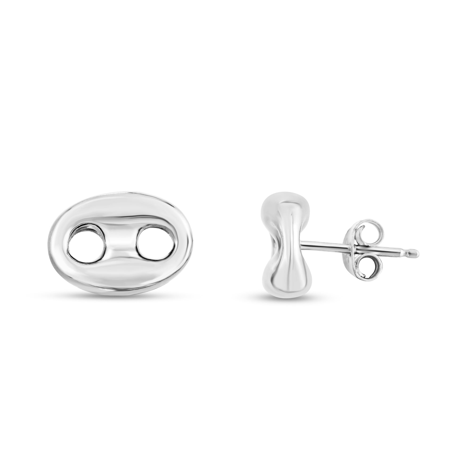 Royal Chain Silver Puffed Mariner Studs AGER14245
