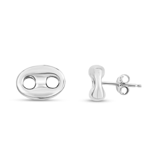 Royal Chain Silver Puffed Mariner Studs AGER14245