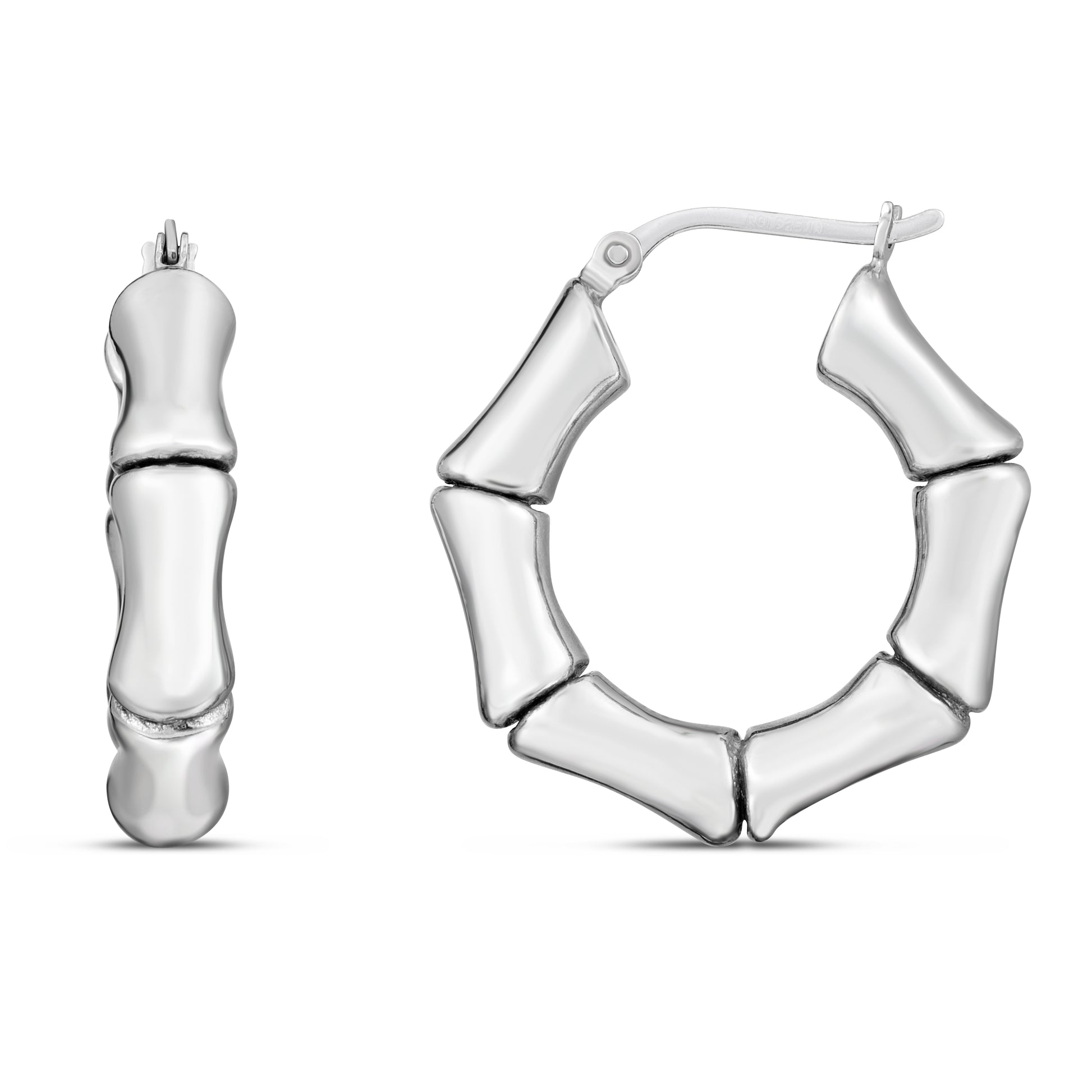Royal Chain Silver Bold Bamboo Hoops AGER14466