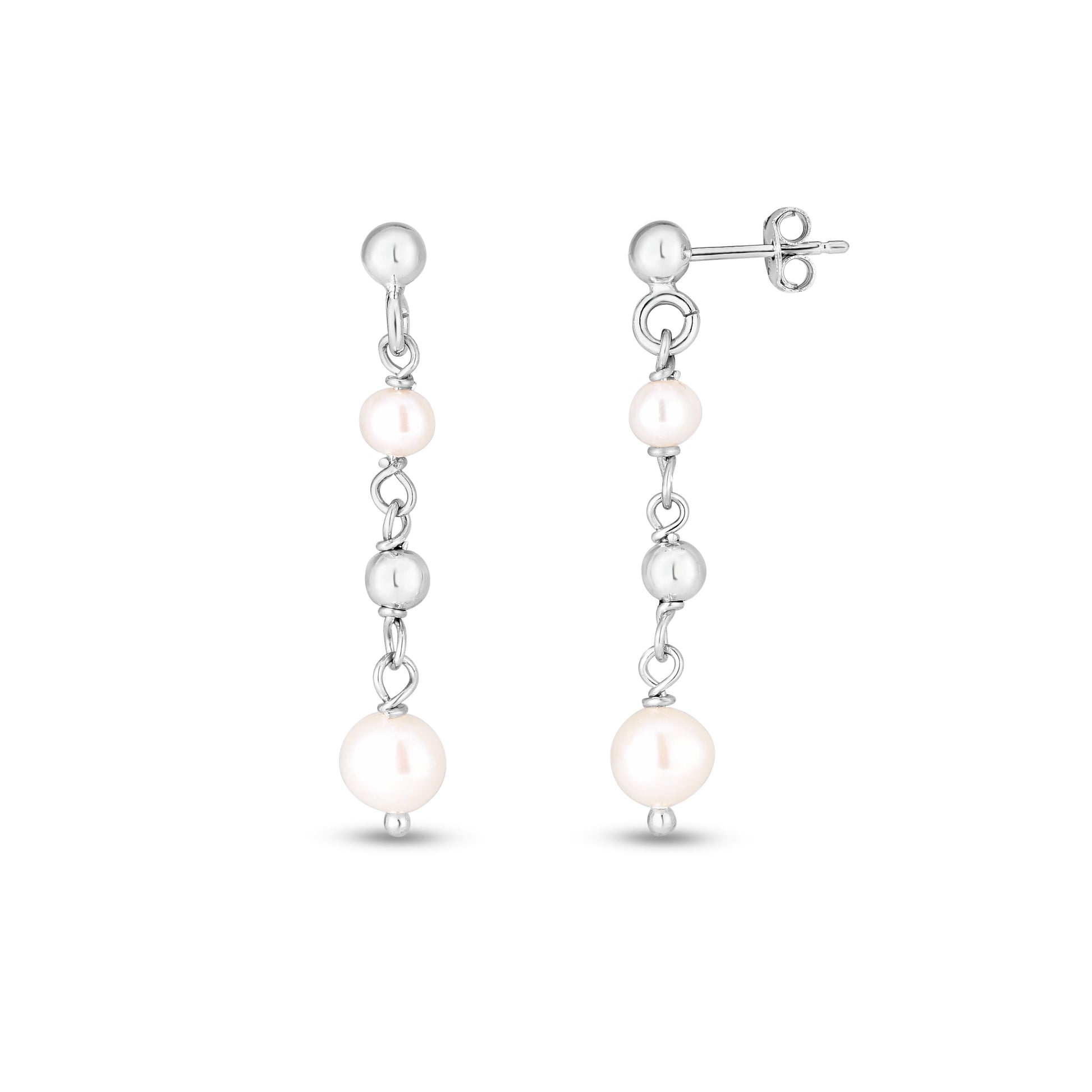 Royal Chain Sterling Silver Pearl Drop Earrings AGER14625