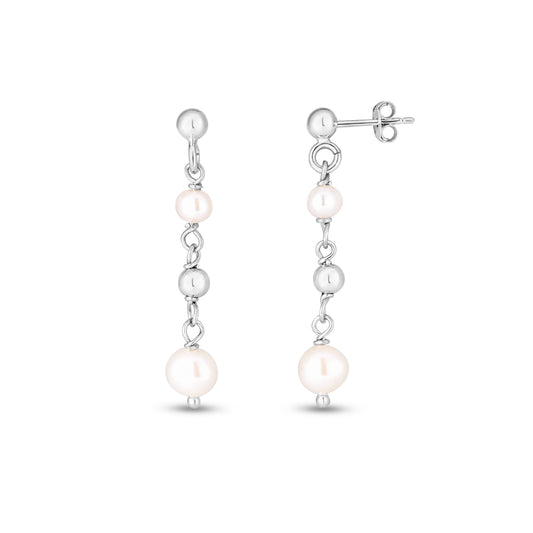 Royal Chain Sterling Silver Pearl Drop Earrings AGER14625