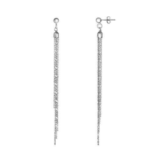 Royal Chain Silver Bead & Bar Chain Earring AGER4751