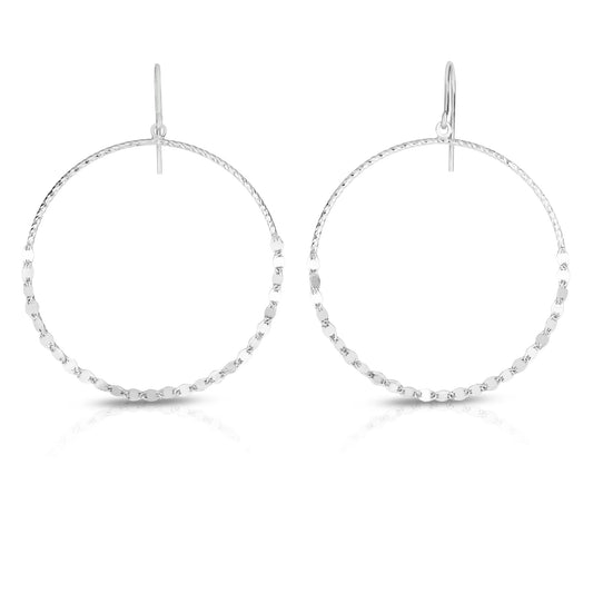 Royal Chain Silver Large Circle Mirror Chain Earring AGER7860