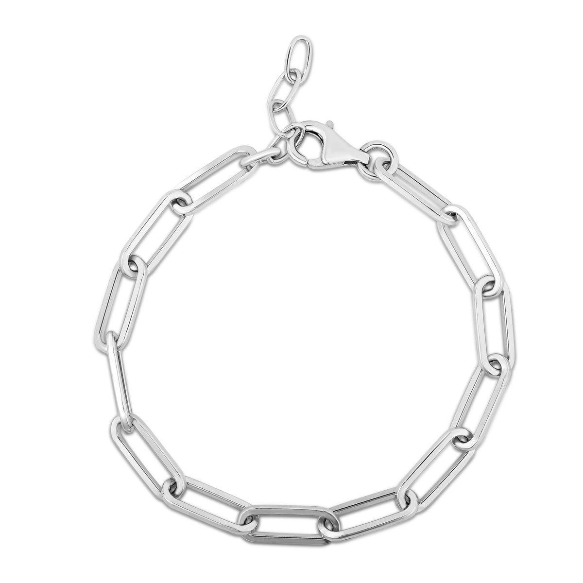 Royal Chain Silver Squared Paperclip Link Necklace AGRC11251