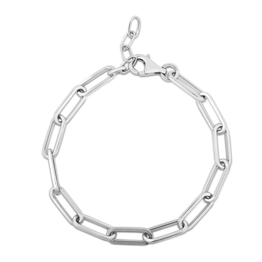 Royal Chain Silver Squared Paperclip Link Necklace AGRC11251
