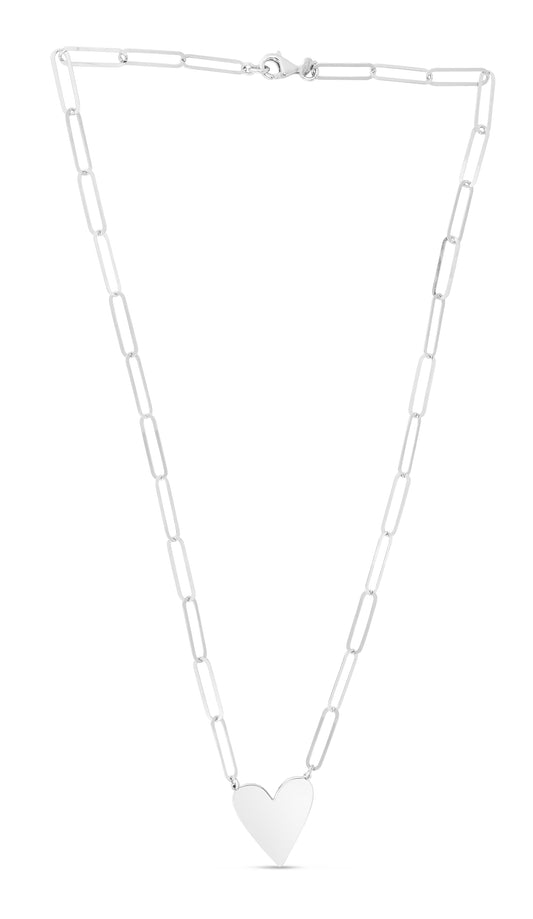 Royal Chain Silver Heart Link Necklace AGRC11463