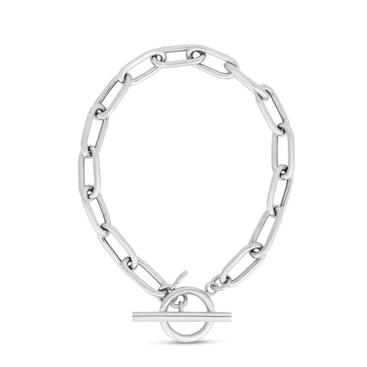 Royal Chain Silver Paperclip Toggle Necklace AGRC13850