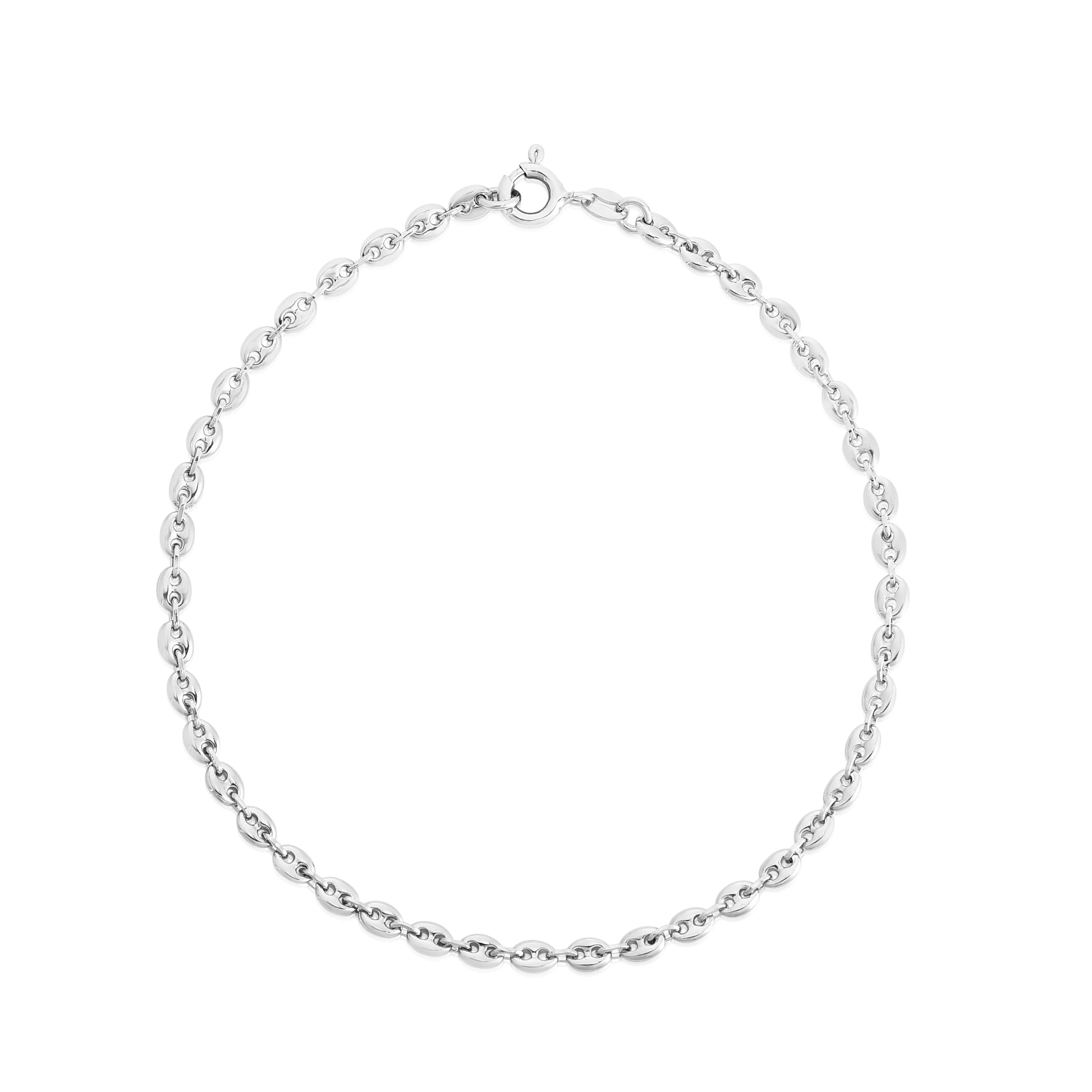 Royal Chain Silver Puffed Mariner Anklet AGRC14717