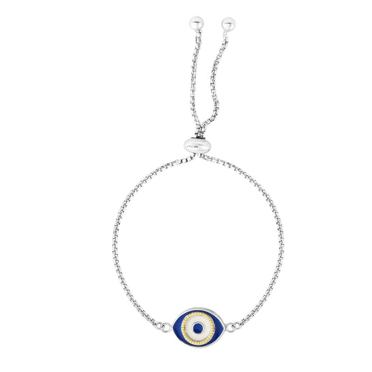 Royal Chain Sterling Silver Enamel Evil Eye Friendship Bracelet AGRC5303