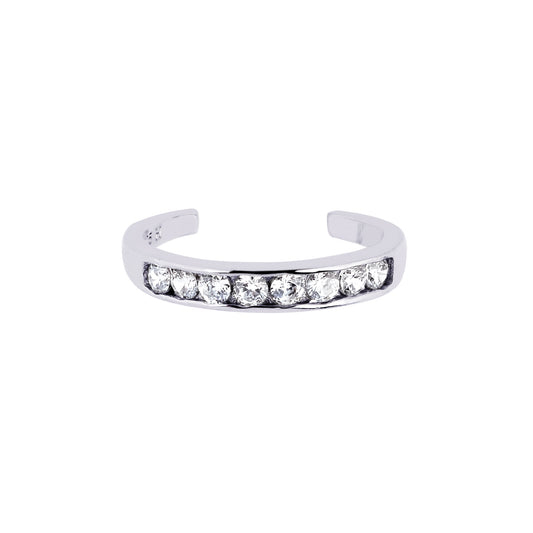 Royal Chain Silver Channel Set CZ Toe Ring AGTR100