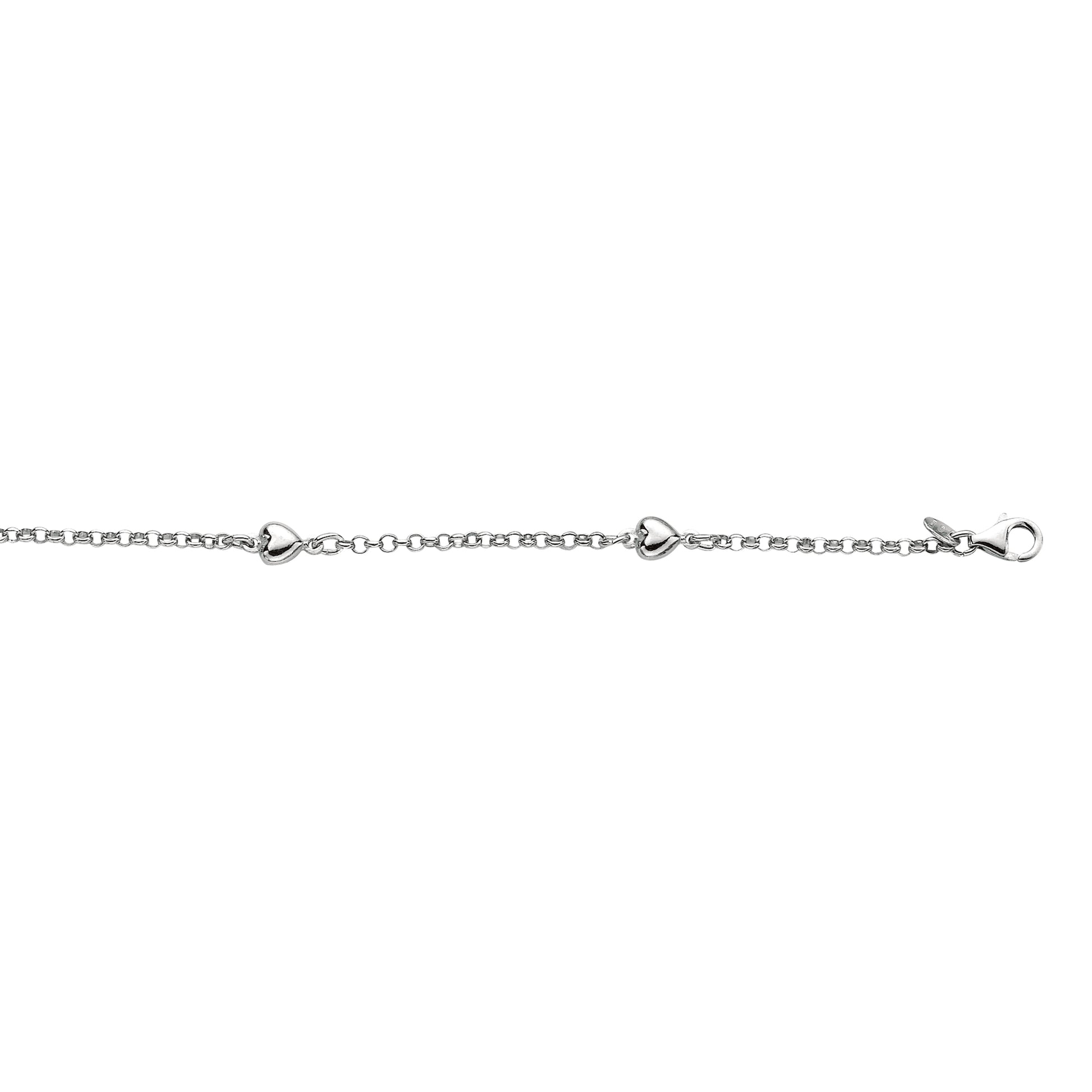 Royal Chain Silver Heart Station Anklet AGW553
