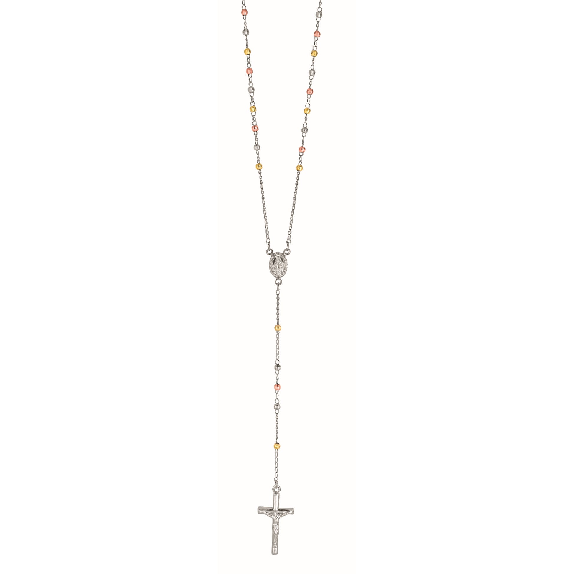 Royal Chain Silver Tri-color Rosary Necklace AGW820