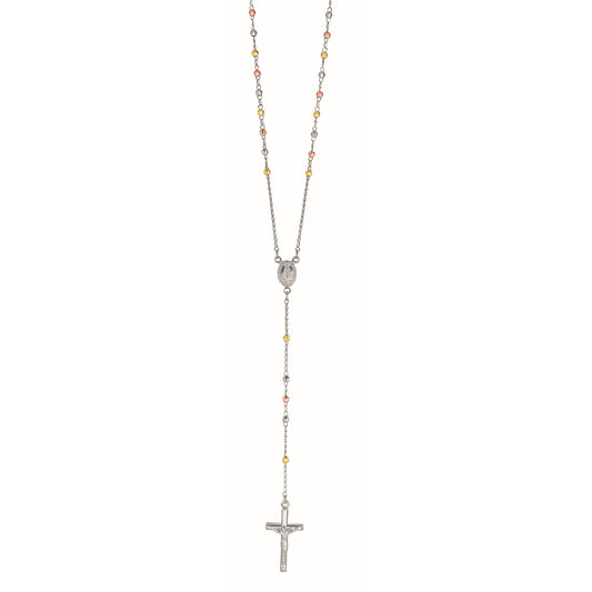 Royal Chain Silver Tri-color Rosary Necklace AGW820