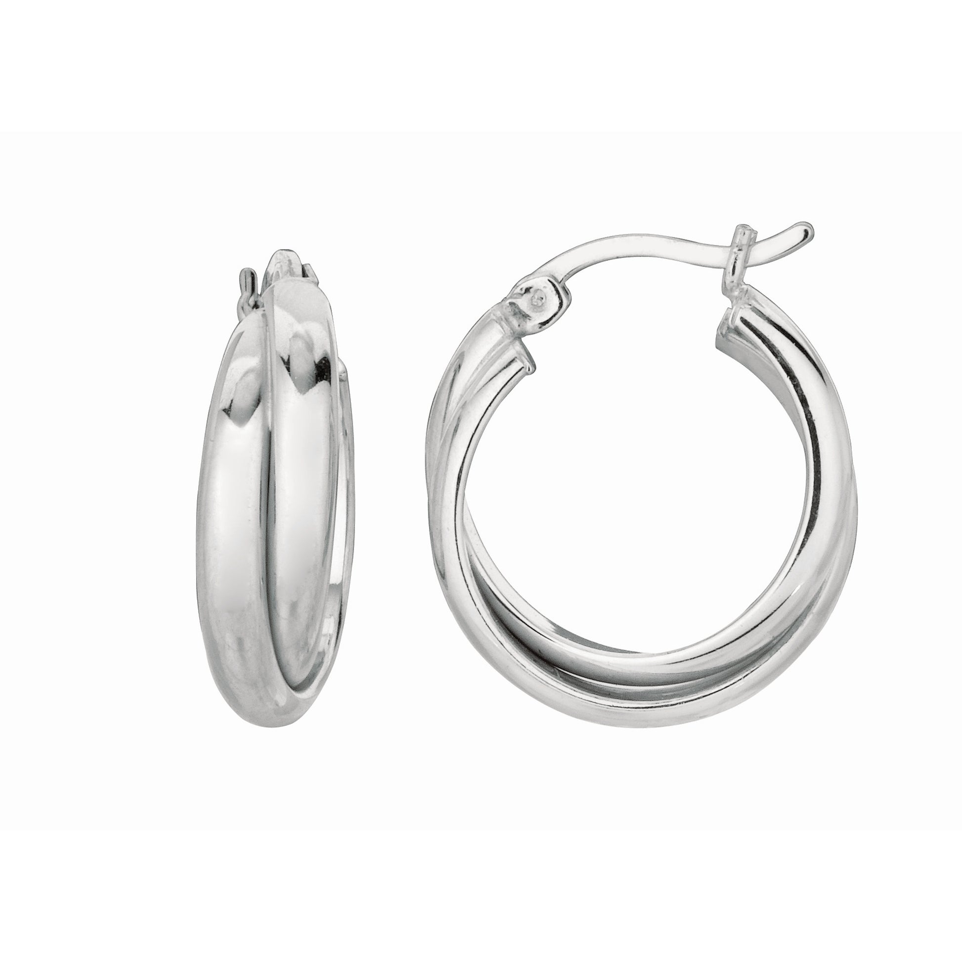 Royal Chain Silver Small Double Twist Hoop Earring AGWE473