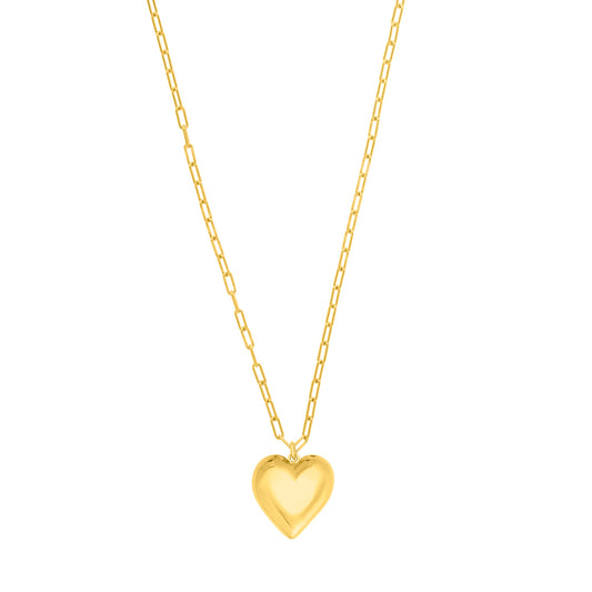 Royal Chain Silver Plated Large Puffed Heart Long Necklace AGYC17767