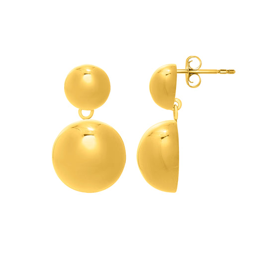 Royal Chain Silver Plated Puffed Round Button Drop Earrings AGYE15968