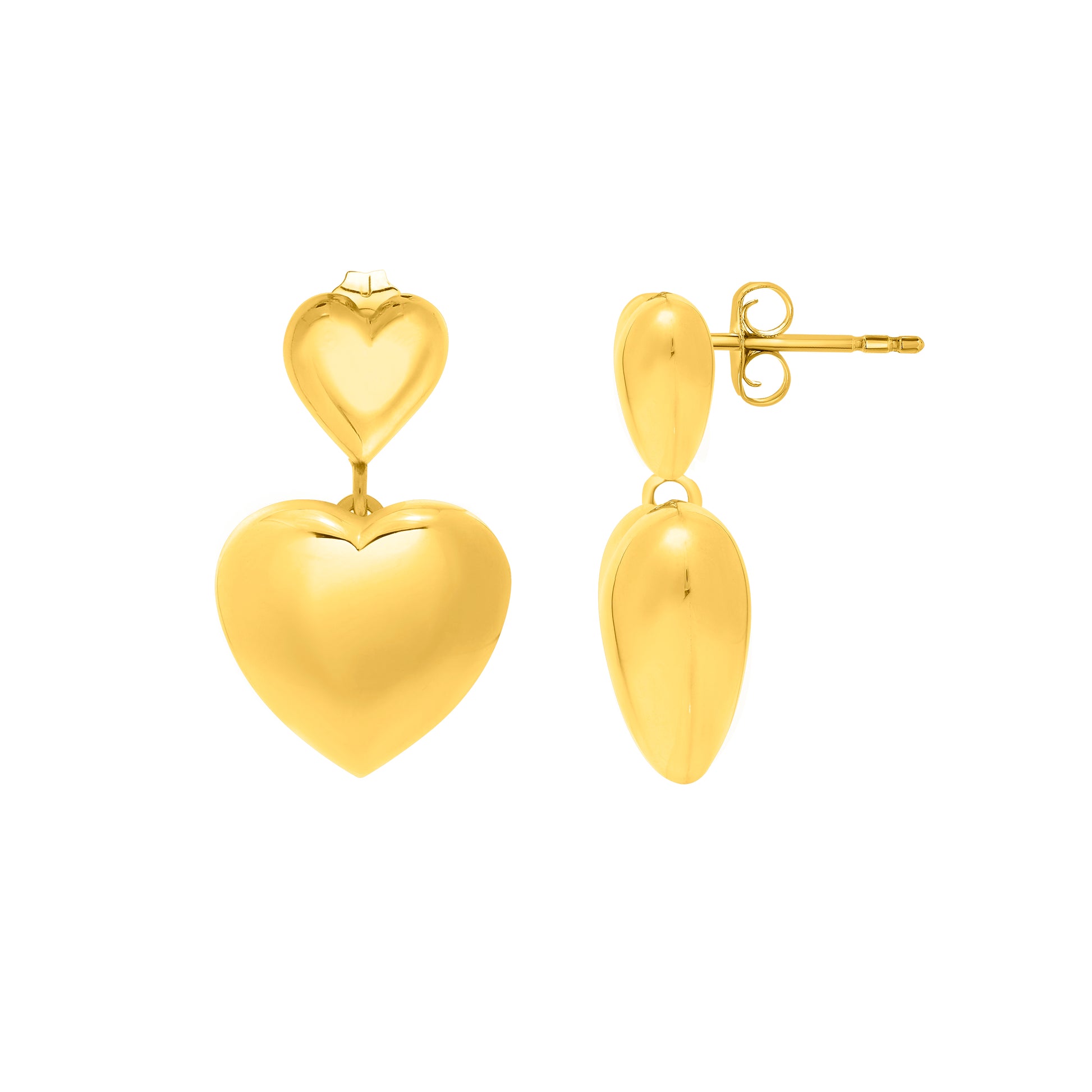 Royal Chain Silver Plated Puffed Double Heart Drop Earrings AGYE15977
