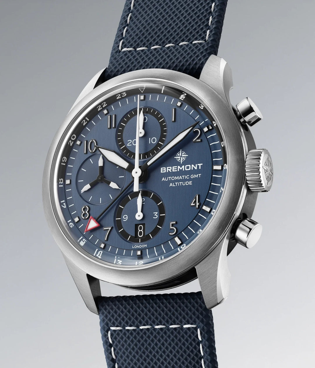 Bremont Altitude 42mm Chronograph GMT Blue Dial Leather Strap ALT42-CHR-G-SS-BL-L-S