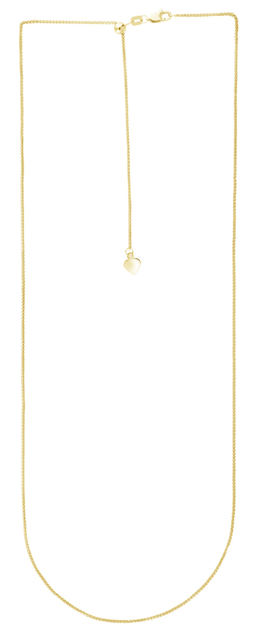 Royal Chain 14K Gold 1mm Adjustable Wheat Chain ARW1