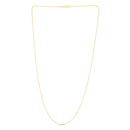 Royal Chain 14K Gold 0.9mm Diamond Cut Bar and Bead Chain BEAD110