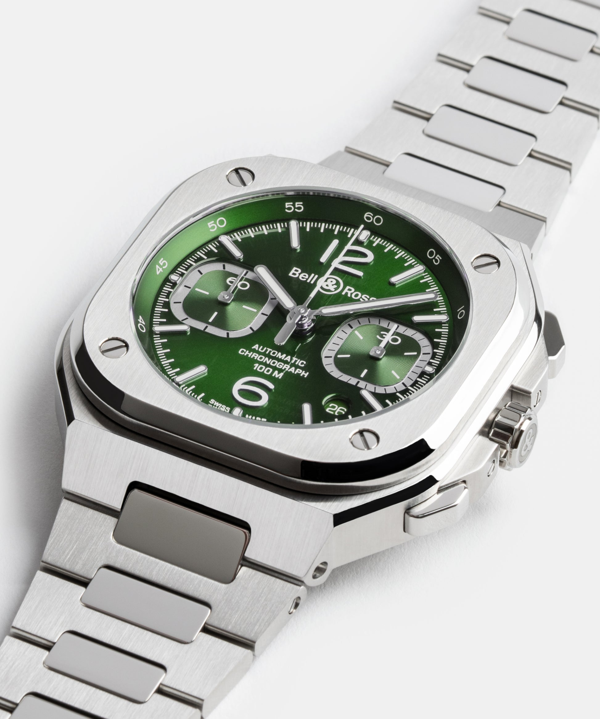 Bell & Ross BR-05 chrono green steel 42 MM BR05C-BLU-ST/SRB