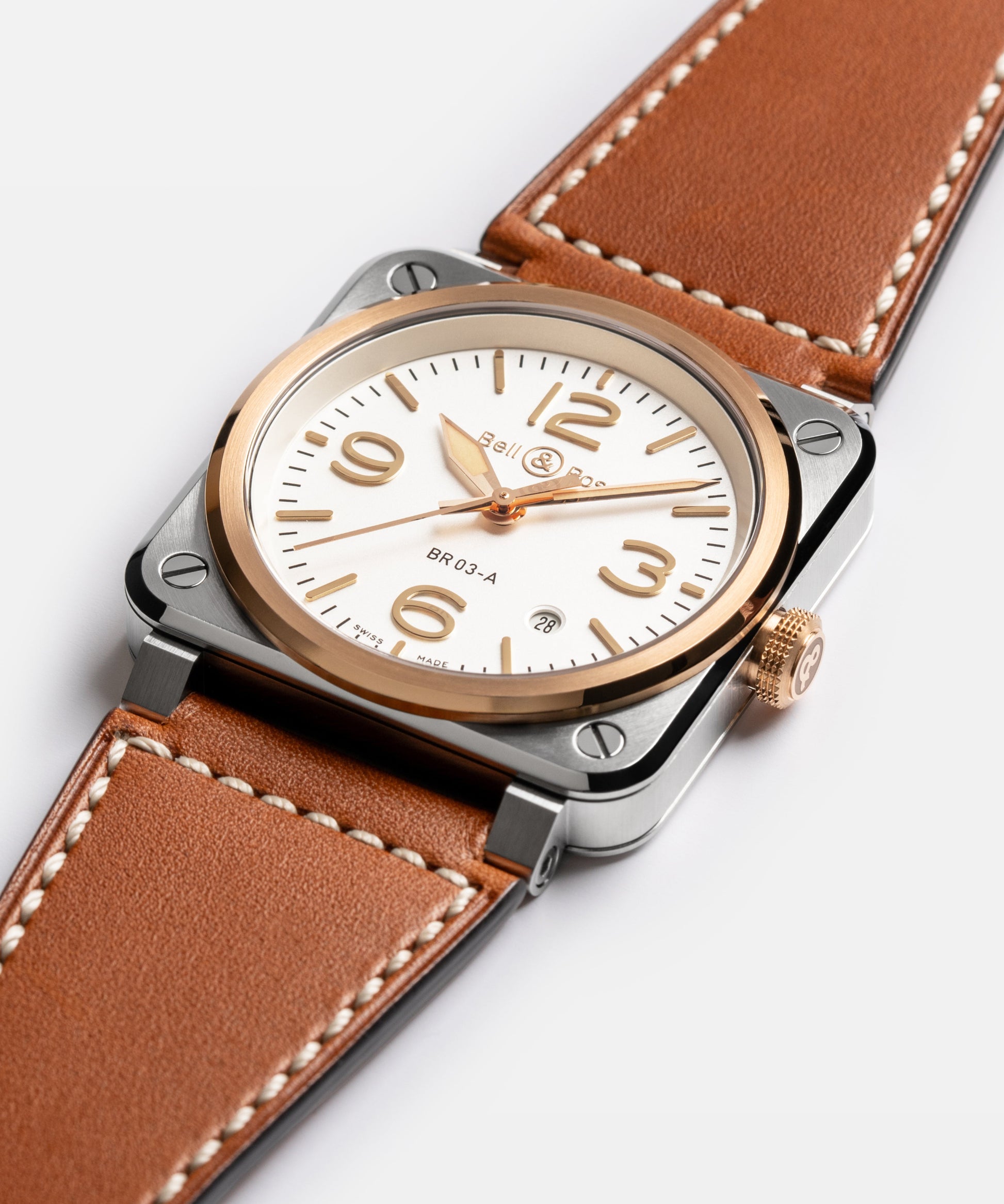 Bell & Ross BR-03 White Steel & Gold 41 mm BR03A-GH-ST/SCA