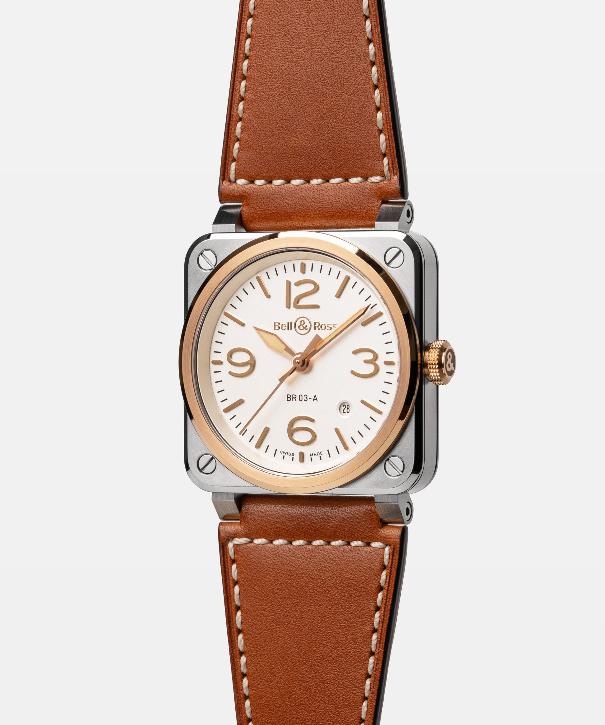 Bell & Ross BR-03 White Steel & Gold 41 mm BR03A-GH-ST/SCA
