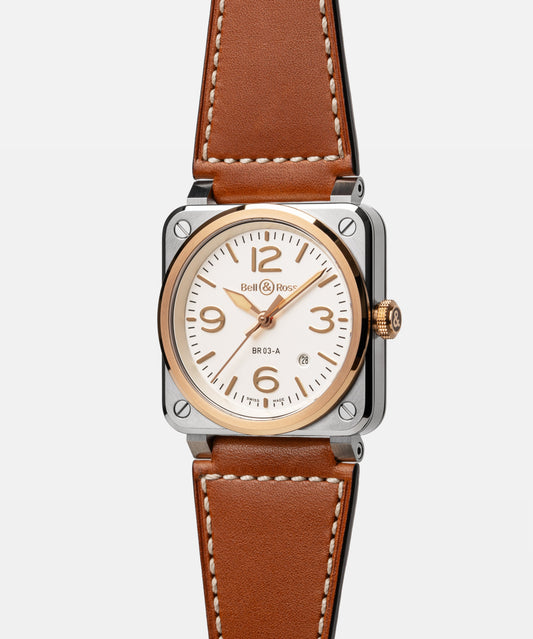 Bell & Ross BR-03 White Steel & Gold 41 mm BR03A-GH-ST/SCA