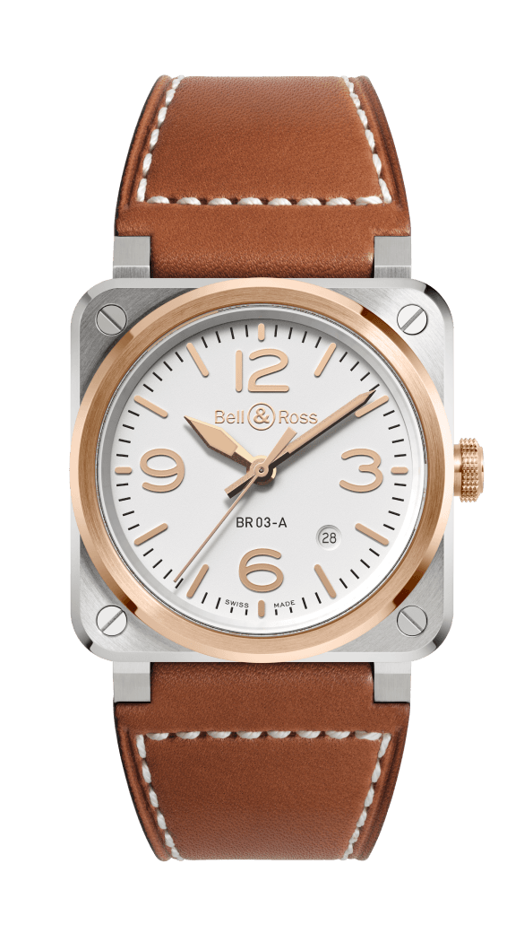 Bell & Ross BR-03 White Steel & Gold 41 mm BR03A-GH-ST/SCA