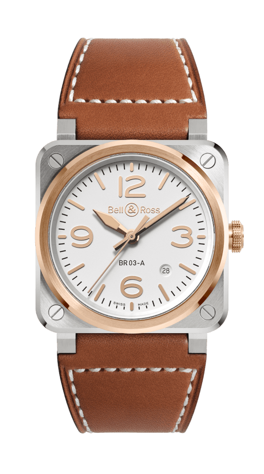 Bell & Ross BR-03 White Steel & Gold 41 mm BR03A-GH-ST/SCA