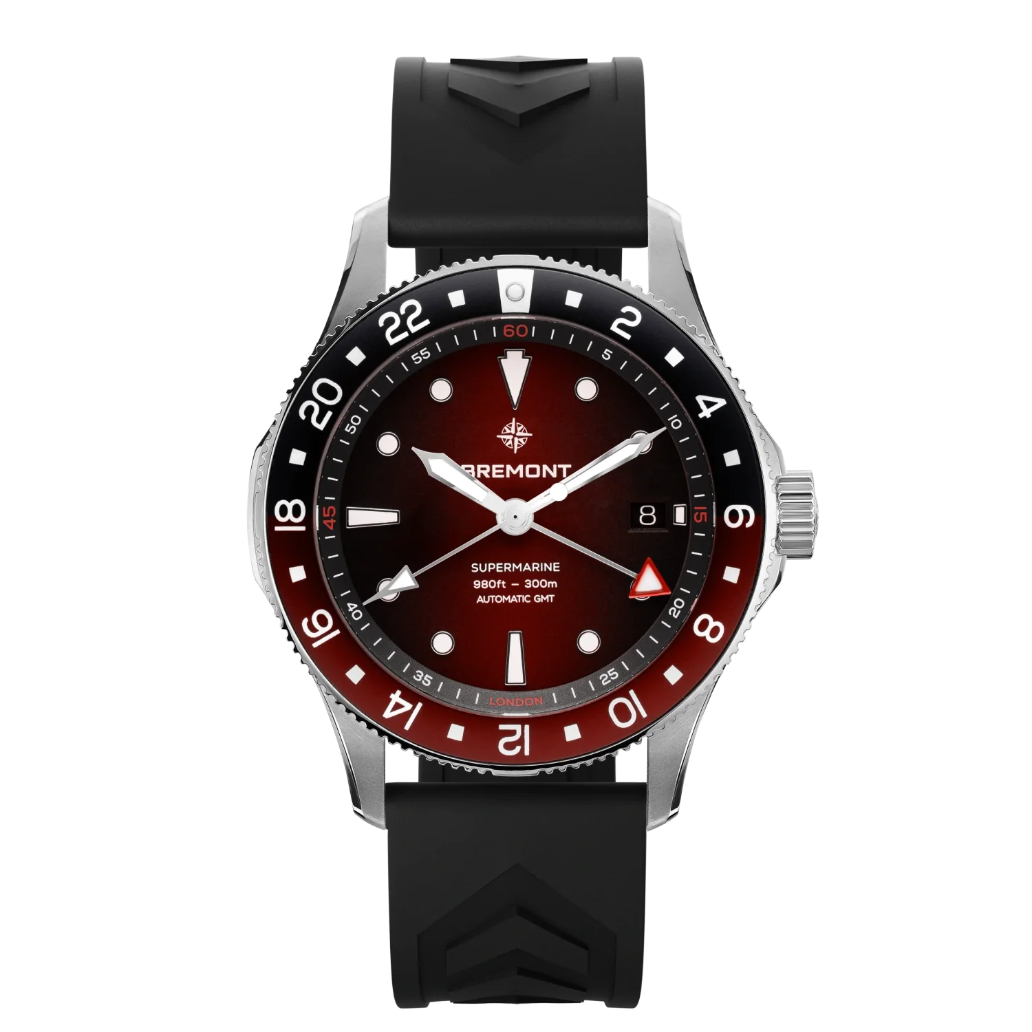 Bremont Supermarine 300M GMT, 'Ember' Red SM40-GMT-SS-RDBK-R-S