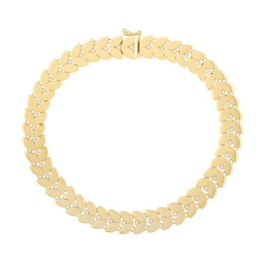 Royal Chain 14K Diamond Laurel Leaf Bracelet C16014