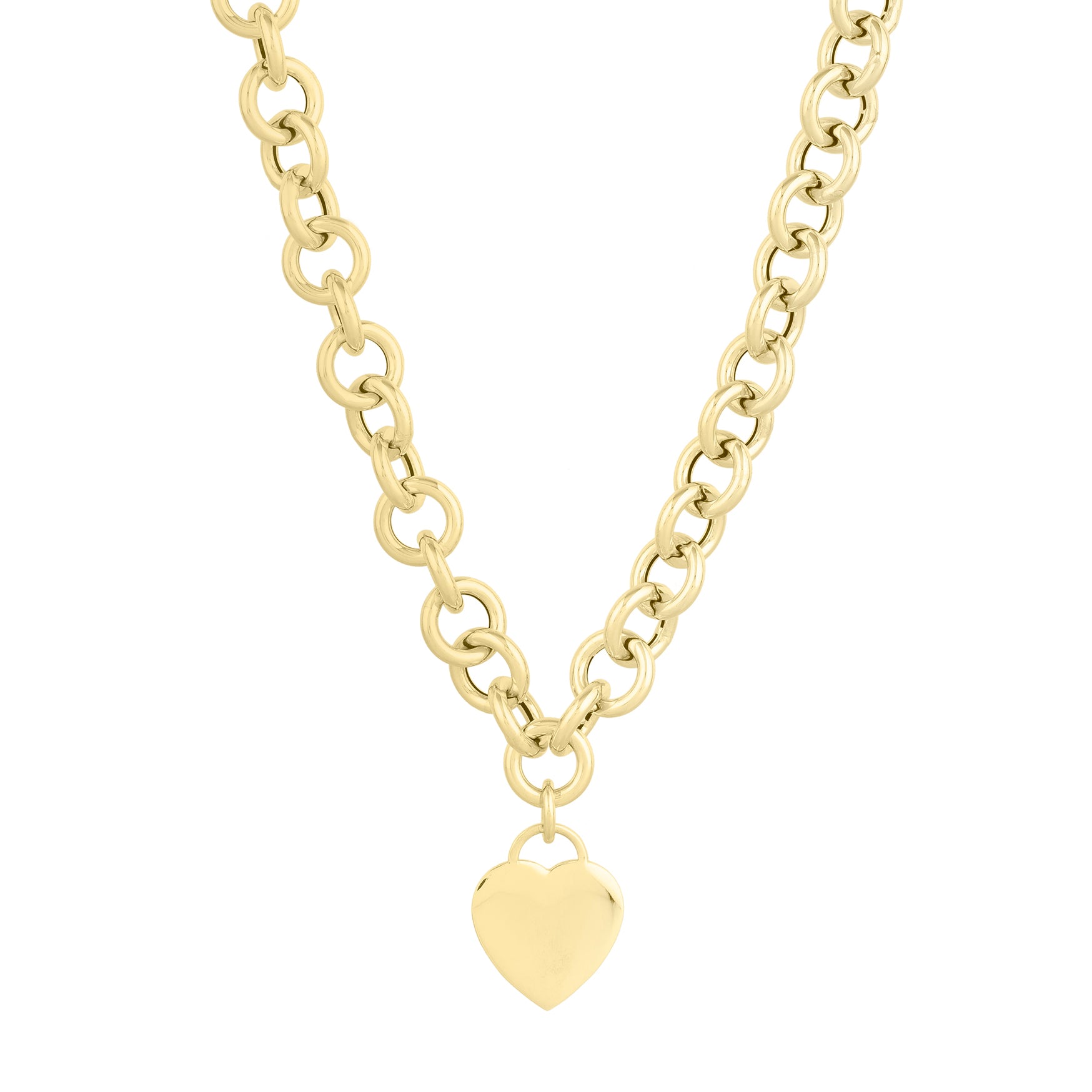 Royal Chain 14K Heart Tag & Rolo Link Necklace C16071