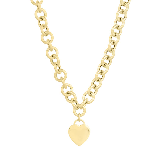 Royal Chain 14K Heart Tag & Rolo Link Necklace C16071