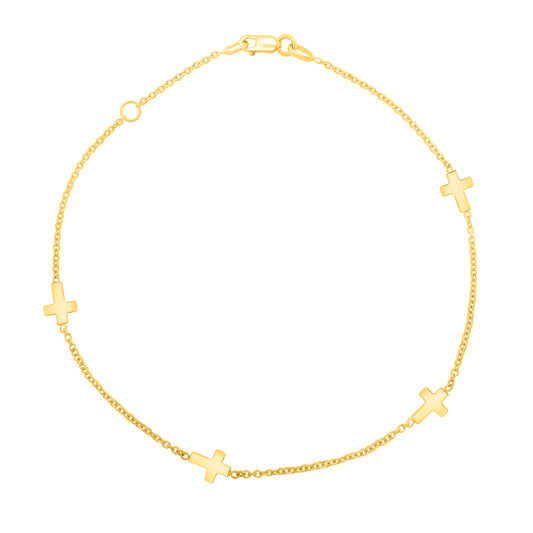 Royal Chain 14K Gold Cross Anklet C16415