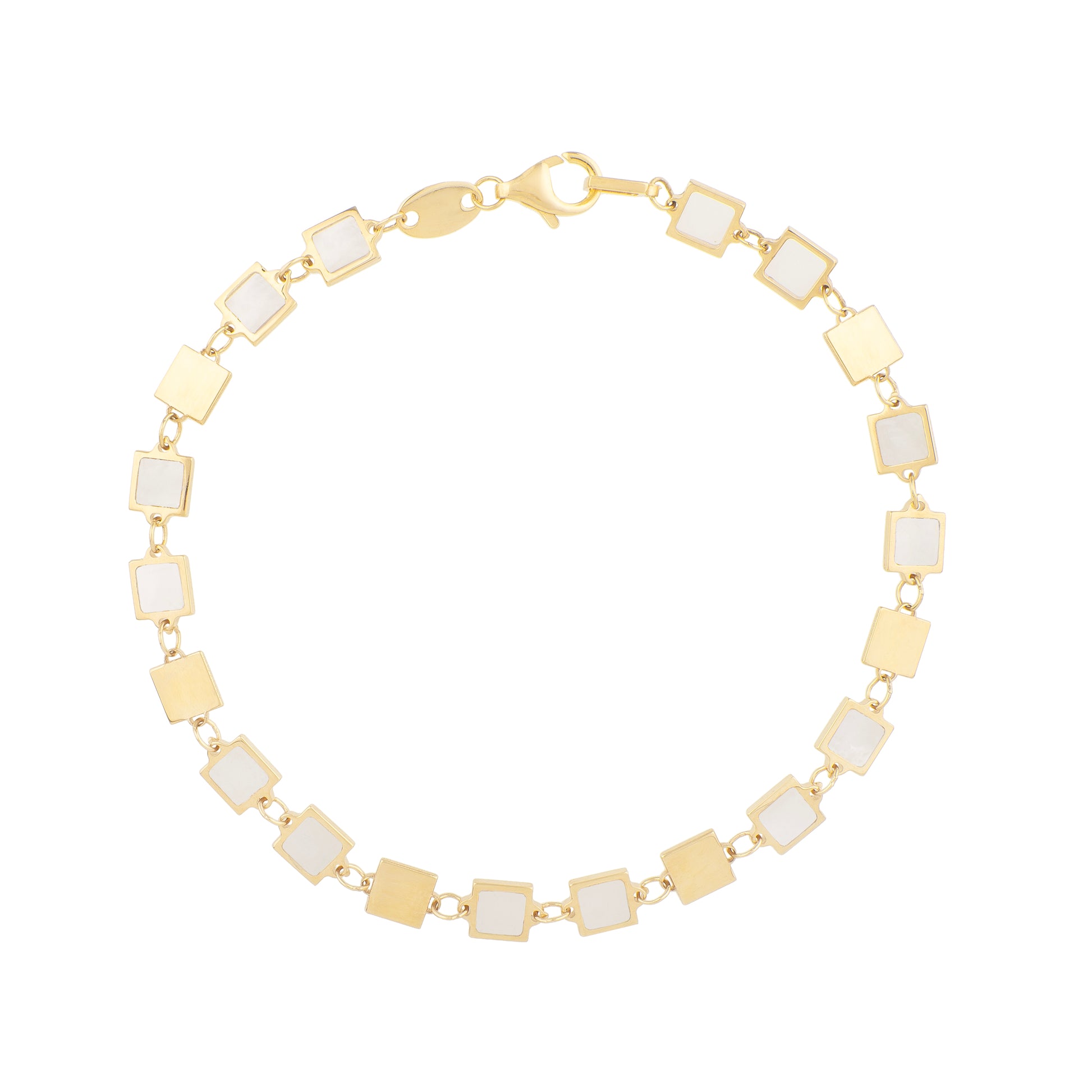 Royal Chain 14K MOP Geometric Mirror Gem Chain Bracelet C16910