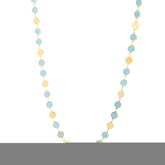 Royal Chain 14K Turquoise Geometric Mirror Gem Chain Necklace C16913